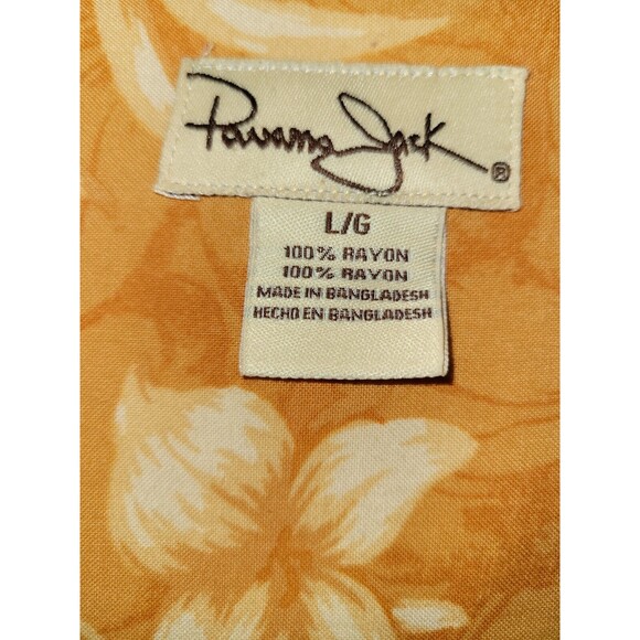 Panama Jack Mens‎ Hawaiian Shirt L Short Sleeve Button Up Collared Orange Rayon - Picture 6 of 9